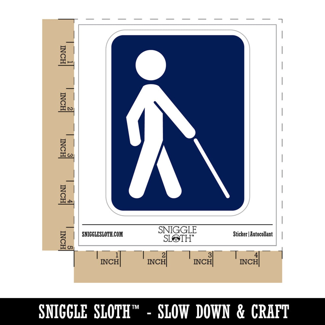 Blind Low Vision Impaired Disability Waterproof Vinyl Phone Tablet Laptop Water Bottle Sticker Set - 5 Pack